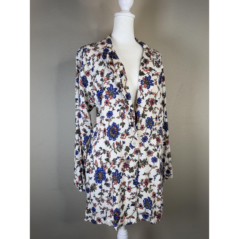 Vintage Blazer Womens Medium Floral Print Rayon Jacket 90s Retro Rare